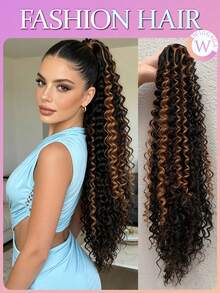 WIGGAGA 12 Inch Black/Brown/Ombre Hair Extensions, African Fluffy Drawstring Ponytail, Synthetic Fiber Non-Fluffy Ponytail, Clip-In Drawstring Ponytail - Multicolor - View 15
