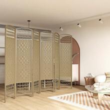 HOMCOM 6 Panel Room Divider, Folding Privacy Screen, 5.6' Room Separator, Wave Fiber Freestanding Partition Wall Divider, Natural-XY444617 - 1 - View 6