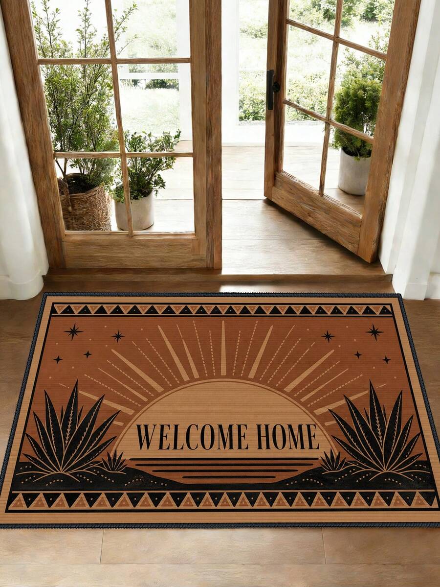 1pc Outdoor Anti-Slip Patterned Floor Mat, Indoor Carpet, Bathroom Mat, Kitchen Mat, Decorative Rug, Multi-Functional Hallway Mat, Soft & Comfortable, Easy To Clean, Suitable For Indoor/Outdoor Entrance, Bedroom, Home Decor