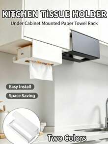 Stainless Steel Kitchen Paper Towel Holder, No-Drill Adhesive Installation, Space-Saving Cabinet Drawer Storage Rack, Rust-Proof Painted Design, Easy Paper Towel Dispensing, Home Office Kitchen Storage, Minimalist Design, Smooth Surface - Multicolor - View 3