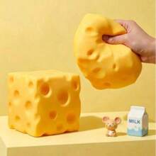 Jumbo Cheese Squeezy 超大號方形起司塊捏捏樂 紓壓玩具，柔軟慢回彈 壓力釋放擠壓玩具 - 彩色 - 查看 2