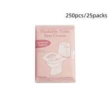 100 piezas Cubiertas desechables portátiles para asiento de inodoro, cubiertas de papel para inodoro de viaje solubles en agua, almohadillas para baño de hotel - Rosa - Ver 7
