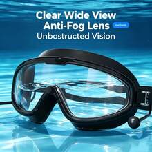 Adult Swimming Goggles With Earplugs, Anti-Fog Wide View Transparent Lenses, Soft Silicone Waterproof Swim Goggles, Quick-Adjust Headband, Suitable For Pool, Open Water And Beach Swimming - Multicolor - View 4