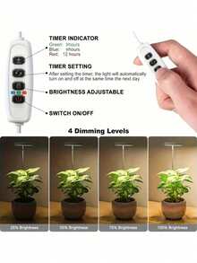 1 pieza Luz de crecimiento de plantas de espectro completo LED, cuidado de plantas de interior, 3 niveles de brillo ajustables, función de temporizador, altura ajustable, alimentada por USB - Multicolor - Ver 5