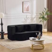 Large Multifunctional Sofa Bed Frame, Black - Black 2 Seat - View 2