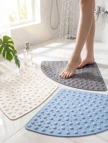 1pc Non-Slip Bathroom Mat, Fan-Shaped Shower Mat With Suction Cups And Foot Massage Bumps, Bathroom Floor Mat, Suitable For Shower Room, Safety Mat For Elderly And Children, Bathroom Accessories - Multicolor - View 2