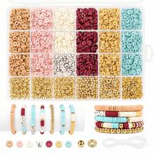 Soft Bohemian Style 1 Box/4000pcs Polymer Clay Beads Set - Mixed Shapes With Hollow Details - DIY Jewelry Making Friendship Bracelets - A - View 13