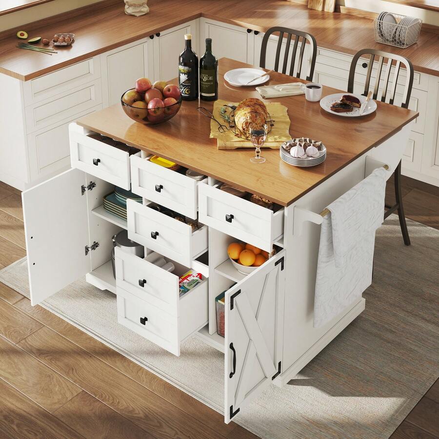 White Sideboard Multifunctional Server With Storage Space In Wood For Dining Room And Living Room - 白色 - 查看 1