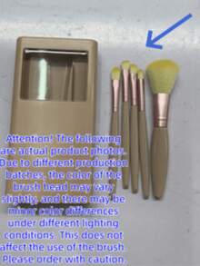 5pcs Makeup Brush Set With Mirror And Portable Case, Including Eyeshadow Brush, Foundation Brush, And Multi-Function Mini Makeup Brushes - Five-piece Set - View 9