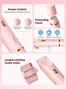2-In-1 Dual Head Electric Shaver For Women, Soft Touch, Waterproof Design, Wet & Dry Use, Travel Essential, USB Rechargeable, Portable, Suitable For Bikini Line, Underarms, Legs And Body Hair Removal - Multicolor - View 10