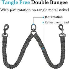 1pc 360° Rotating Anti-Tangle Dual Dog Training Leash, Comfortable Shock-Absorbing Reflective Elastic Rope, Easy Walking 2 Dogs, Halloween, Christmas - Multicolor - View 8