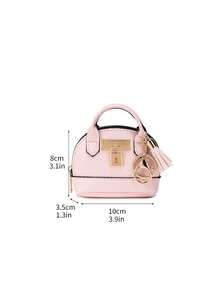 CHARM INFINITE Dompet Koin Mini Bentuk Kubah Warna Macaron dengan Gantungan Kunci dan Hiasan Rumbai, Kulit Bertekstur Leci, Tas Penyimpanan Earphone & Lipstik Portabel, Gantungan Kunci, Cocok untuk Anak Perempuan - MultiWarna - View 12