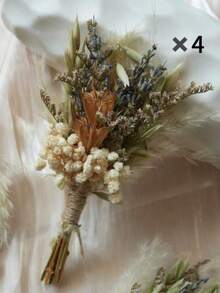 1/2/4/8/12pcs Boho Mixed Artificial Mini Flower Bouquets, Durable Handmade Florals For Table Centerpiece, Bridal Shower, Gift Wrapping & Wedding DIY Crafts - Brown - View 12