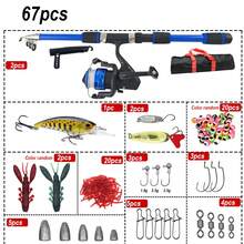 Complete Fishing Rod Set, Includes Telescopic Fishing Rod, Spinning Reel, Bait And Hooks, Travel Fishing Rod Set - Multicolor - View 9