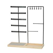 1pc Metal Detachable Jewelry Display Stand With Wooden Base, Suitable For Earrings, Necklaces, Pendants, Desktop Storage Box, Ideal For Gifts Or Commercial Use, Perfect For Valentine's Day And Christmas Gifts - Log Base + Single Rod Double Door - View 8