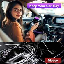 W&O 1PC/2pcs 66W 4-In-1 Retractable Starry Light Car Charger, With 2 Charging Cables, Compatible With 17/16/15/14 And Android Models, With 2 USB Ports Car Charger, Car Accessories Phone Accessories - A - View 8