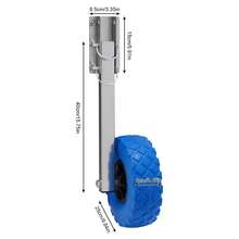 Set ruote di trasporto per gommoni gonfiabili, blu in acciaio inox e schiuma plastica, portata max. 150 kg, pneumatici Ø 25 cm per gommoni, trasporto breve in spiaggia - Blu - Visualizzare 2