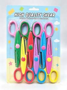 Bộ 6 cái kéo thủ công trang trí nhiều màu, nhựa ABS, tay cầm chống trượt, cắt giấy làm scrapbook, làm thiệp, DIY nghệ thuật, thiết kế họa tiết - A - Xem 9