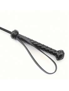 1pc PU Leather Riding Crop, Soft Flexible Flogger, Stage Prop With Non-Slip Braided Handle And Wrist Loop, Horse Riding Training Accessory - Black - View 12