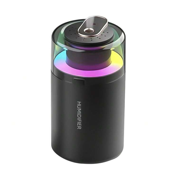EIGIIS 1pc Portable Mini Humidifier, 180ml Small Humidifier With 2 Modes Large Spray, USB Personal Desktop Humidifiers For Home Bedroom Car Office Travel Yoga With 7 Color LED Light, Bass Work - A - View 7