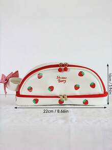 Double Layer Strawberry Pencil Case, Cute Girl Style Pencil Box, Minimalist Large Capacity Stationery Storage Bag, Suitable For B, First Day Of School - Multicolor - View 6