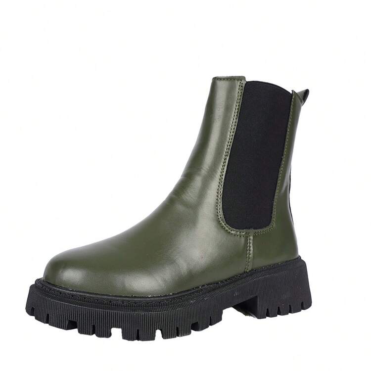 Plus Size Slip-On Boots - Green - View 13