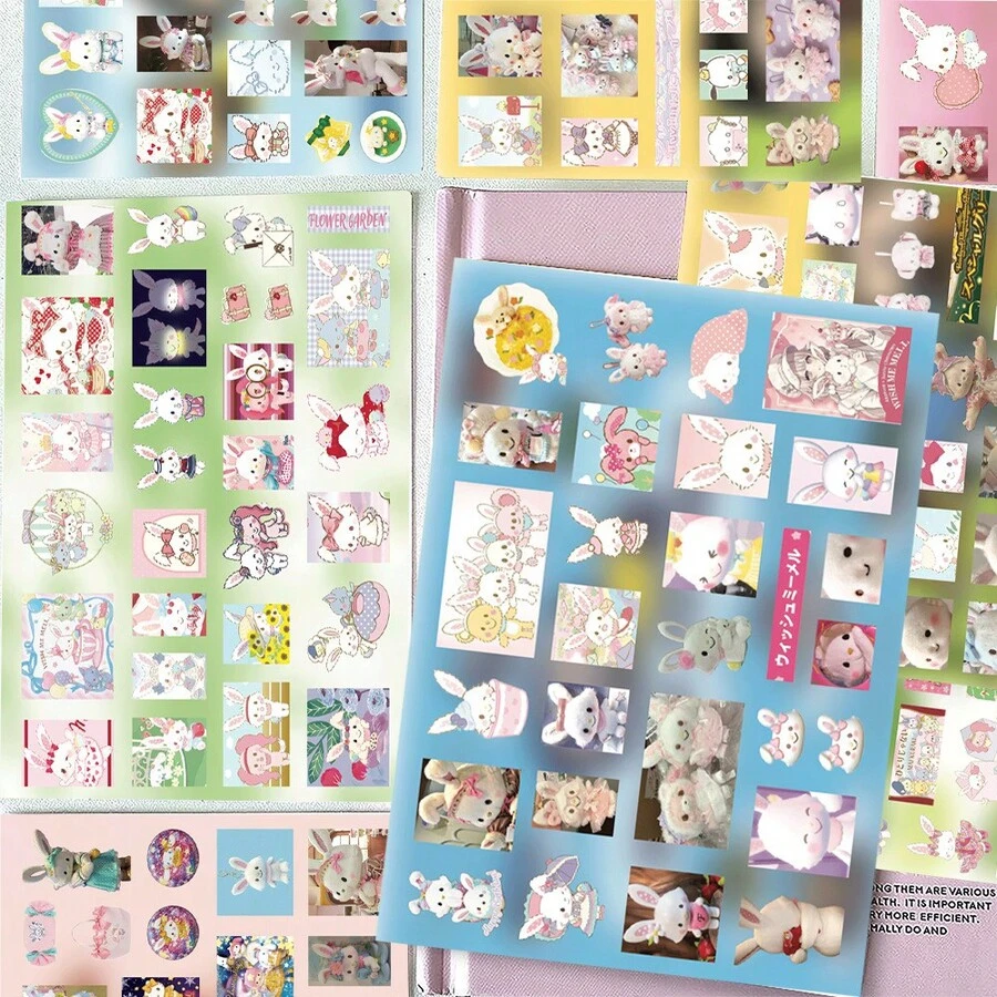 8 Sheets Wish Rabbit Die-Cut Stickers, Fresh Healing High-End Creative ...