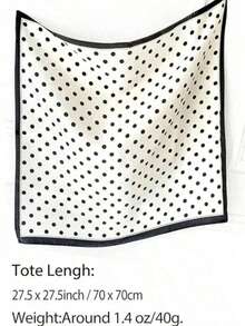 1Pc French Polka Dot Satin Scarf - Women Multi-Way Headscarf Ribbon For Spring Outfits - White - View 7