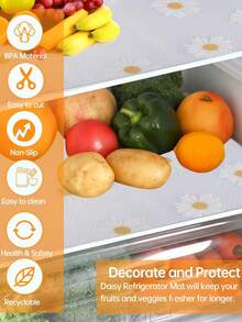 LMMAKE 4/12 divisores lavables para refrigerador: tapetes impermeables y oleofóbicos. Organizan y protegen estantes de vidrio, gabinetes y cajones del congelador/refrigerador. Previenen derrames y simplifican la limpieza. Accesorios esenciales de almacenamiento y organización para la cocina, ideales para chefs caseros y familias. - Alfombrilla estampada para frigorífico - Ver 6