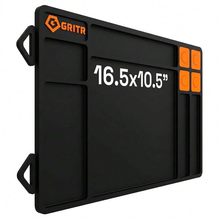 GRITR Magnetic Gun Cleaning Mat For Rifles And Handguns - Non-Slip, Stain-Resistant PVC Workbench Mat With Small Parts Organizer - Rifle Size (36"x10") - View 1