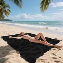 1pc Microfiber Beach Towel - Soft, Lightweight And Portable, Highly Absorbent, Sand-Free, Leopard Print, Suitable For Travel, Picnic - Black - View 15
