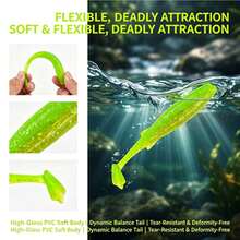 Swimbaits Paddle For Bass,   Soft Lure For Trout Crappie Bass, Durable Plastic Bait Swimmer For Saltwater/Freshwater, Fishing Lover's Gift - Multicolor - View 8