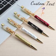 1/10/20pcs Customized Ballpoint Pens With Engraved Logo, Gold Foil Glitter Filled Personalized Pens, Office Supplies Stationery For Wedding Birthday Party, Aesthetic - A - View 2