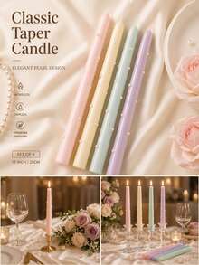 4pcs Macaron Color Pearl Long Stem Candles, Smokeless Soy Wax Candles, Suitable For Wedding Dinner Table, Home Decor, Party, Romantic Atmosphere - Multicolor - View 8