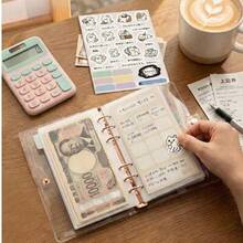 Pocket-Sized Transparent Ring Binder + Transparent Inner Pouch For Cash Storage, Savings, And Investment Planning. Slim, Plain, Simple, Mini Style. Easy Storage Set For Small Amounts Of Cash, Cards, And Receipts When You're Out And About. - A - View 9