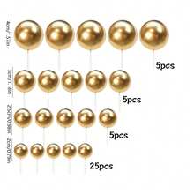 40pcs Multicolor Metallic & Matte Spherical Cake Toppers, Mini Foam Ball Decorations For Birthday & Wedding Cake Decor - Multicolor - View 13