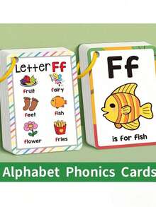 27張英文字母閃卡,幼兒教育,學習動物與字母,認知啟蒙卡,適合3-6歲兒童的字母發音閃卡,包含26個字母、單字及對應解釋 - 彩色 - 查看 7