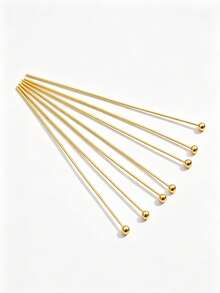 100pcs Bendable And Cuttable Ball Head Pins, 20-50mm, Suitable For DIY Jewelry Making, Such As Earrings, Pendant Connector Pins, Bead Piercing Connector Accessories - Yellow Gold - View 5