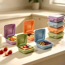 1pc Portable Microwaveable Sandwich Box, Adult Sandwich Storage Container, Flip Lid Lunch Box, Toast Sandwich Box, Portable Toast Storage Box, Reusable Plastic Sandwich Box, School Office Picnic Kitchen Accessories Bento Box - Multicolor - View 12
