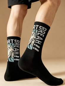 1/3/5 Pairs Men's Mid-Calf Socks, Boys' Sweat-Absorbing Odor-Resistant Sports Basketball Socks, Long Running Socks, All-Season Versatile, Soft Breathable, Skin-Friendly Comfortable, High Elasticity Moisture-Wicking, Durable And Non-Constricting; Suitable For Daily Commute, Casual Wear, Basketball, Cycling, Hiking, Running And Other Sports, Sports Socks, Fitness Training Socks. - Multicolor - View 4