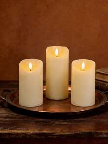 3pcs Set Flickering Flameless Candles With Timer Remote Control, Battery Operated, Suitable For Christmas, Halloween, Valentine's Day, Mother's Day, Dining Table, Wedding, Party, Gift, Holiday Atmosphere Decoration Light - Warm Light - View 1