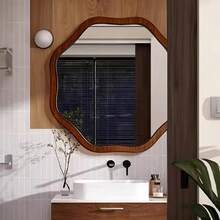 French Vintage Irregular Shaped American Style Wall-Mounted Bathroom Mirror, Bedroom Vanity Makeup Mirror, Bathroom Sink Mirror - Multicolor - View 2