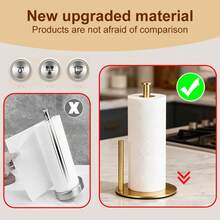 Baofeng 1pc Stainless Steel Countertop Paper Towel Holder, Non-Slip Base Easy-Tear Paper Roll Dispenser, Suitable For Standard And Large Rolls, Space-Saving Kitchen Bathroom Home Decor Stand, Free Hook Included, Gold/Silver/Black Optional - Multicolor - View 8