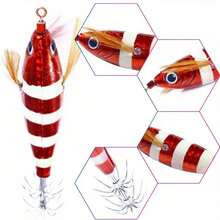 Avlcoaky 7pcs Horizontal Squid Jigs Jigging Baits For Sea Fishing Artificial Squid Hook Saltwater Wood Shrimp Lure - Multicolor - View 4