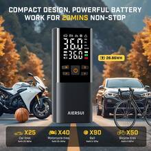 無線充氣幫浦 附 LCD 螢幕，150PSI 快速充氣，USB 充電，內建 LED 燈，自動關機，多種氣嘴適用於汽車、機車、自行車輪胎、運動球類與氣球，便攜式汽車必備，1500mAh 7.4V - A - 查看 2