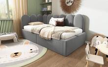 إطار سرير أريكة سرير نهاري 90x200 سم مخمل رمادي - رمادي - مشاهدة 11
