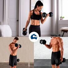 Par de mancuernas hexagonales con recubrimiento de caucho 15 lb (6.8 kg), equipo negro para gimnasio y crossfit - Negro1 - Ver 7