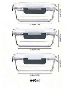 3pcs 360/630/1030ml Food Storage Bento Box Set - Office Lunch Prep Containers, Back To School Supplies, Easy To Carry, Outdoor Glass Bento Storage Box Set With Lids, Stackable Glass Prep Boxes With Lids, Airtight Glass Storage Jars, Freezer To Oven Upgrade Snap Lock Transparent Food Salad Fruit PET Bento Storage Box - Multicolor - View 11