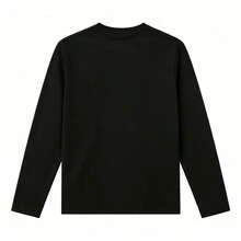 Men's Long Sleeve Crew Neck Geometric Print Sweatshirt, Casual Sports Top, Versatile Black - Black - View 3