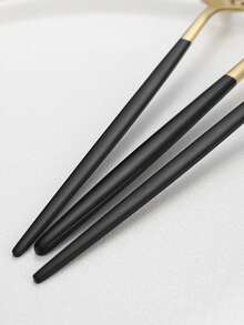 5pcs Stainless Steel Portuguese Knife Fork Spoon Chopsticks Set With Storage Box Portable Tableware Set For Camping Outdoor - Multicolor - View 8